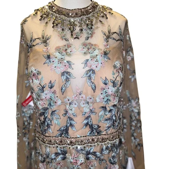 Mac Duggal Floral Long Sleeve Wedding Gown - Picture 3 of 10